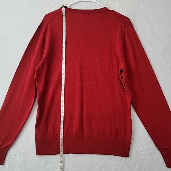 Old Navy Sweater Mens Medium Burgundy Red Cotton V Neck Pullover Lightweight - Picture 7 of 10